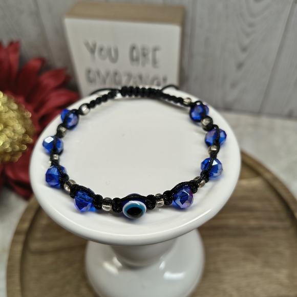 Handmade Jewelry - Blue Evil Eye Beaded Bracelet
